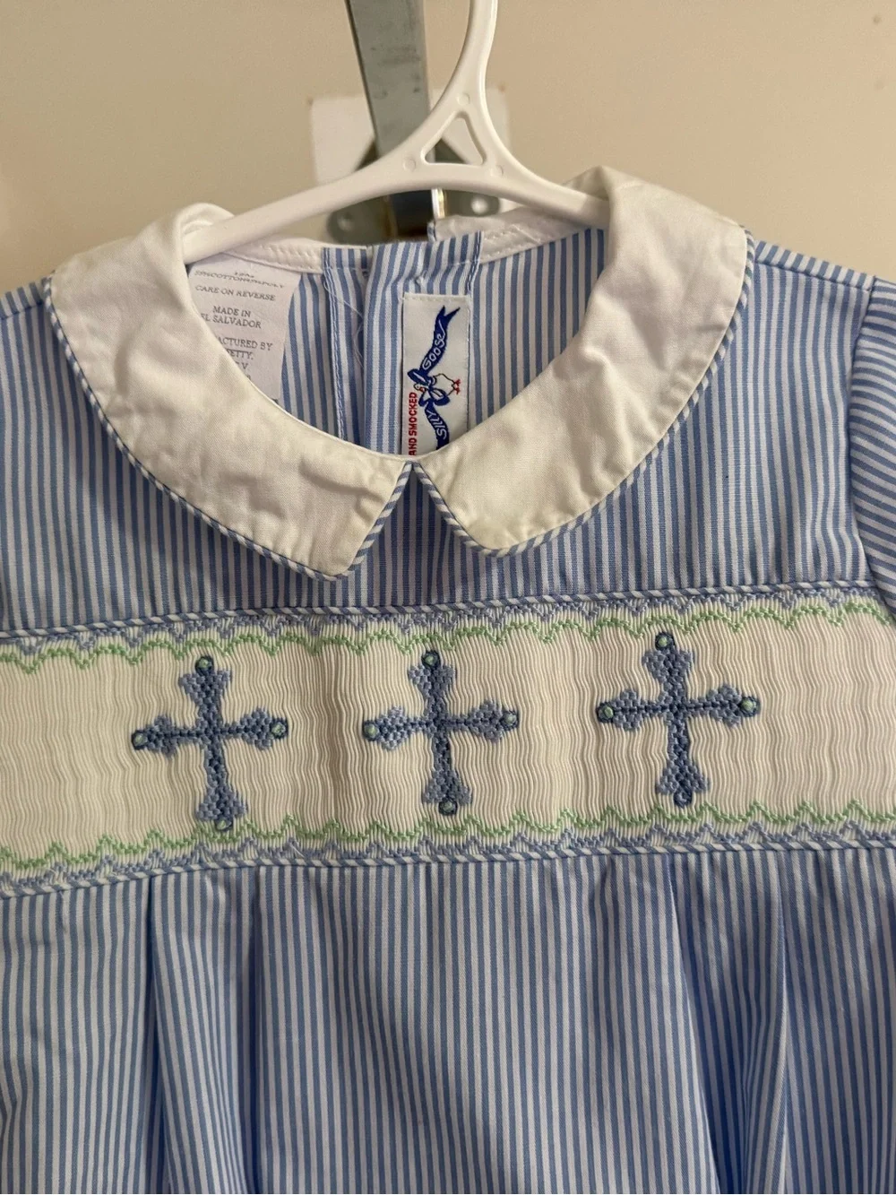 Silly Goose Smocked Crosses Bubble Romper